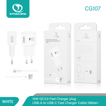 Dynaluna CG107 QC3.0 Chargeur avec Câble de Type-C 1M 15W Charge Rapide